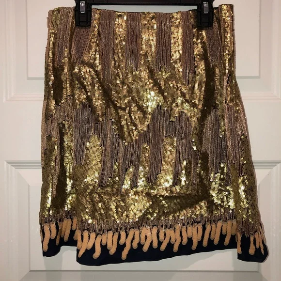 New Geisha Designs India x Anthropologie Sequin Mini Skirt sz S/Small